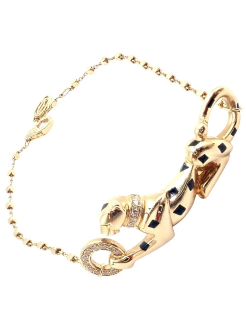 Authentic! Cartier Panther 18k Yellow Gold Diamond Tsavorite Bracelet Cert.